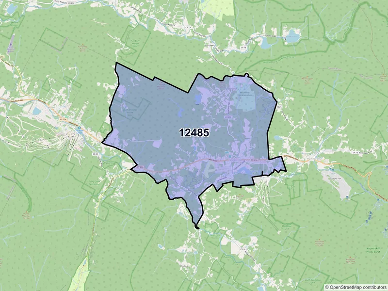 Map of ZIP Code 12485 — Tannersville, NY