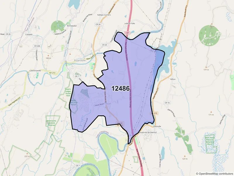 Map of ZIP Code 12486 — Tillson, NY