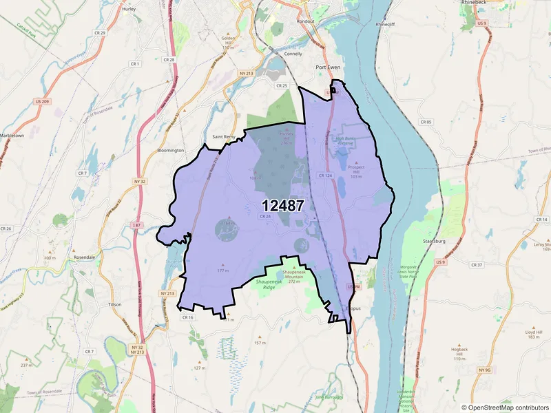 Map of ZIP Code 12487 — Ulster Park, NY