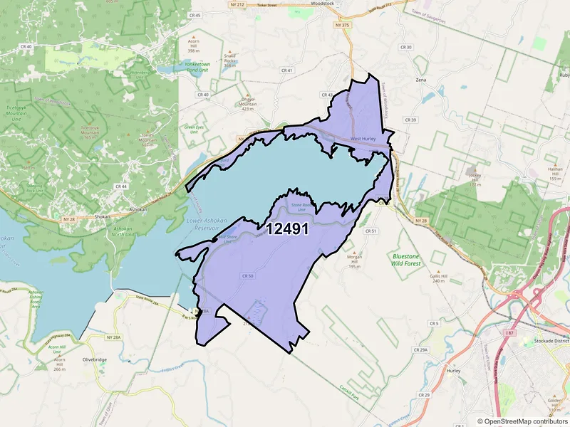 Map of West Hurley, New York and ZIP codes