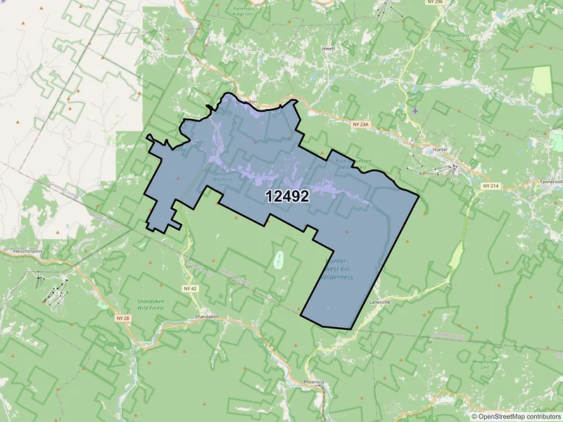 Map of ZIP Code 12492 — West Kill, NY