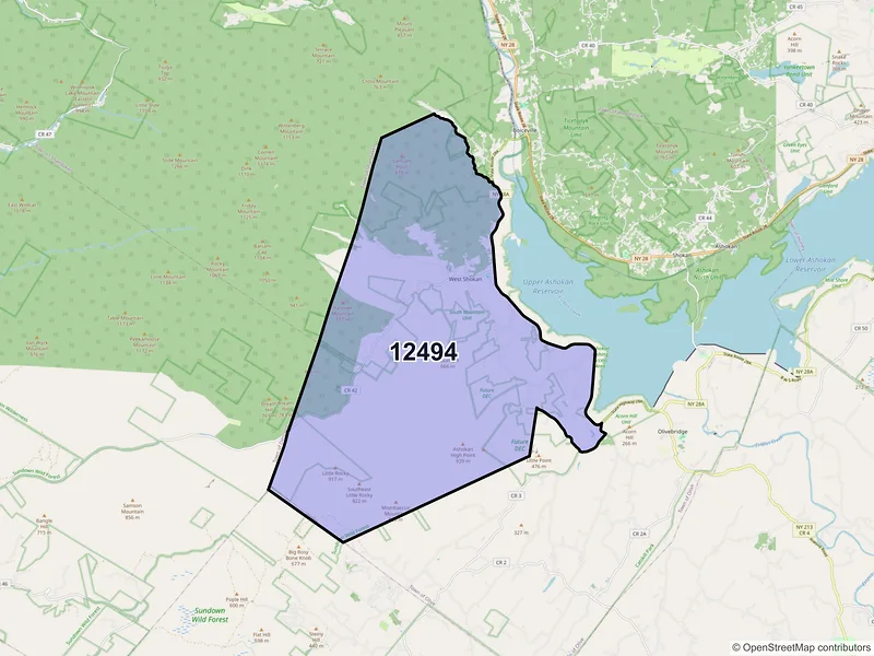 Map of ZIP Code 12494 — West Shokan, NY