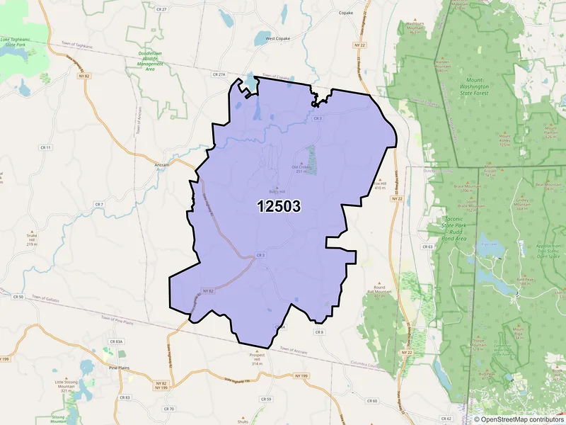 Map of ZIP Code 12503 — Ancramdale, NY