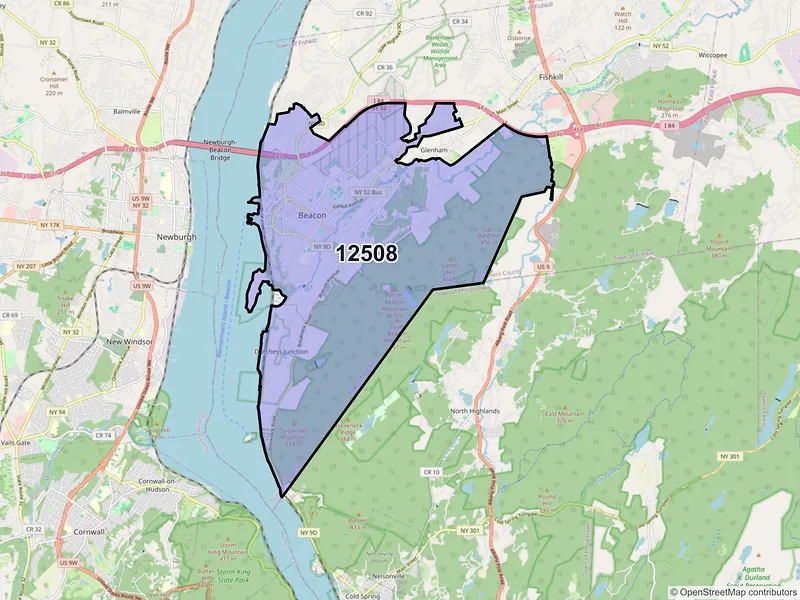 Map of ZIP Code 12508 — Beacon, NY