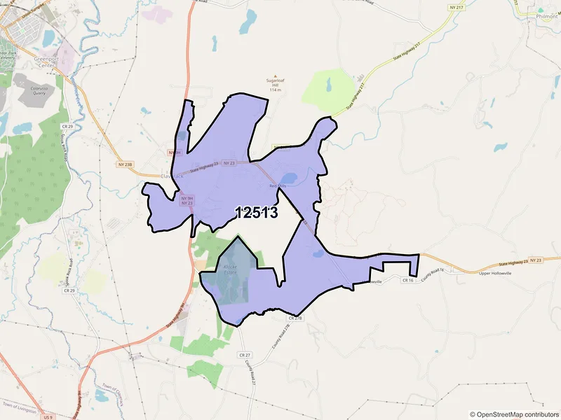 Map of ZIP Code 12513 — Claverack, NY