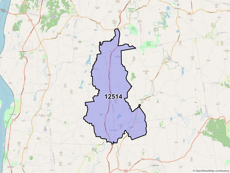 Map of ZIP Code 12514 — Clinton Corners, NY