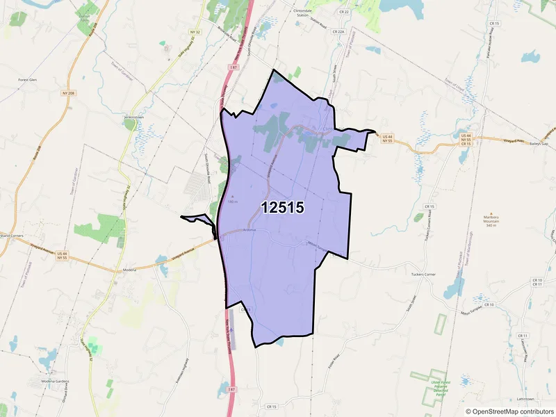 Map of ZIP Code 12515 — Clintondale, NY