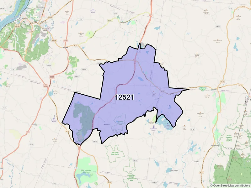 Map of ZIP Code 12521 — Craryville, NY