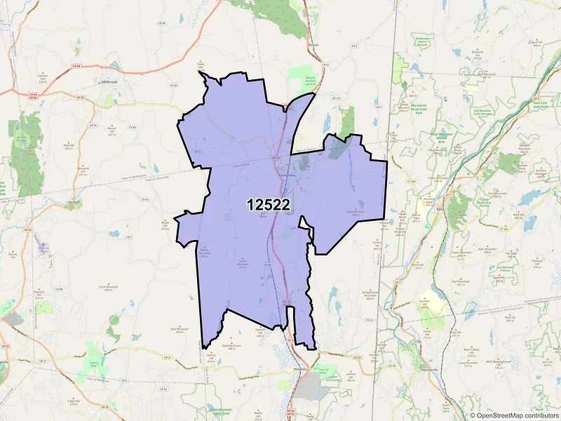 Map of ZIP Code 12522 — Dover Plains, NY