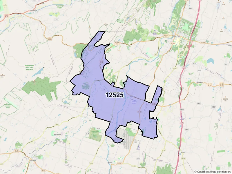 Map of ZIP Code 12525 — Gardiner, NY