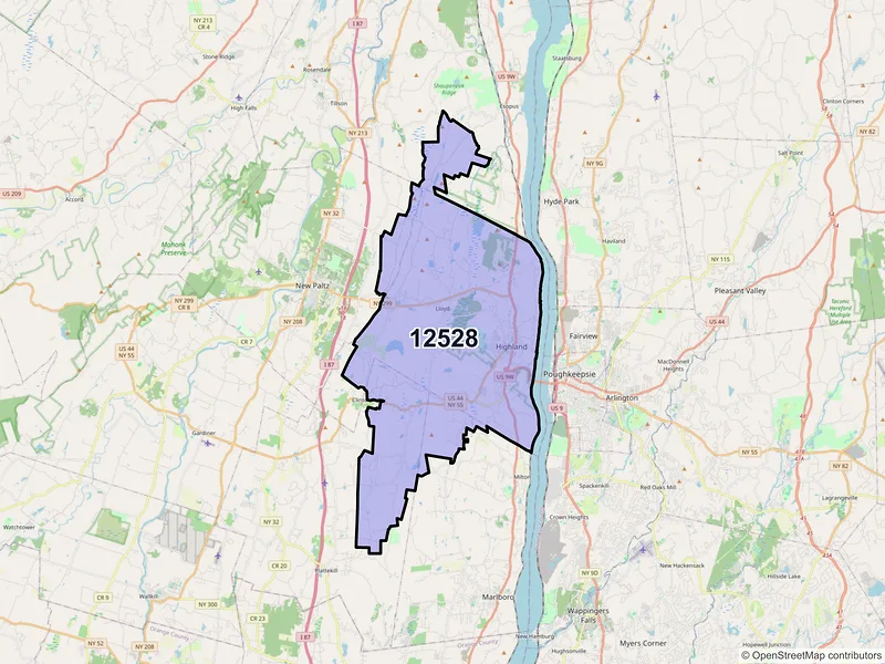 Map of ZIP Code 12528 — Highland, NY