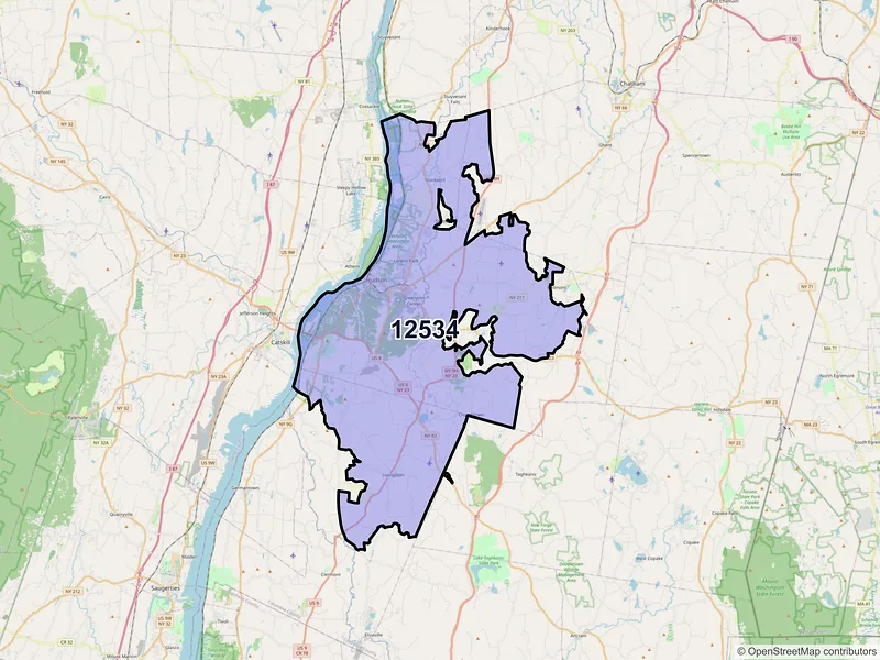 Map of ZIP Code 12534 — Hudson, NY