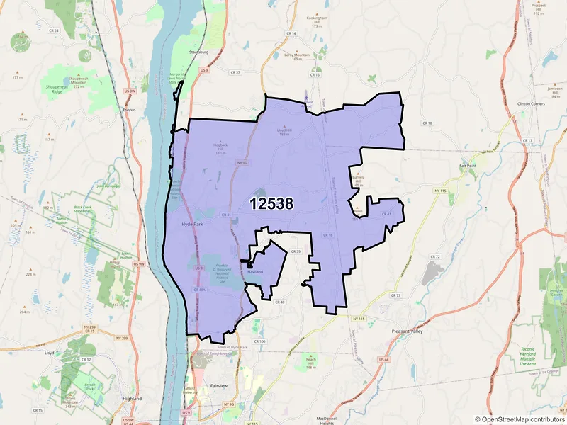 Map of ZIP Code 12538 — Hyde Park, NY