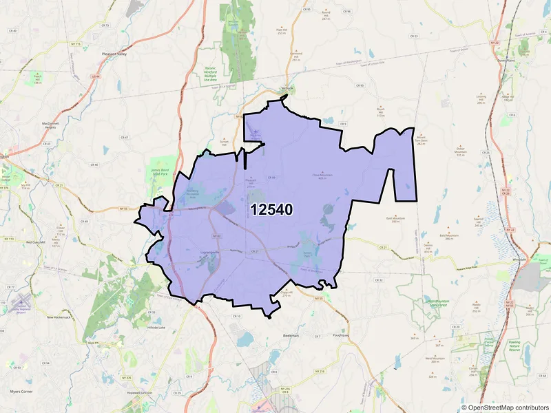 Map of ZIP Code 12540 — Lagrangeville, NY
