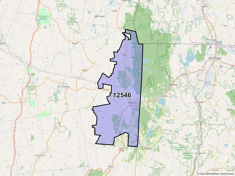 Map of ZIP Code 12546 — Millerton, NY