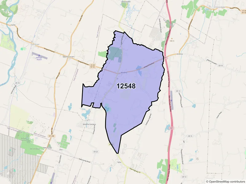 Map of ZIP Code 12548 — Modena, NY
