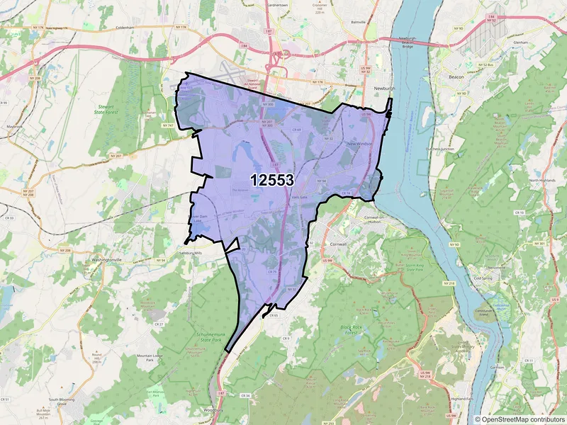 Map of ZIP Code 12553 — New Windsor, NY