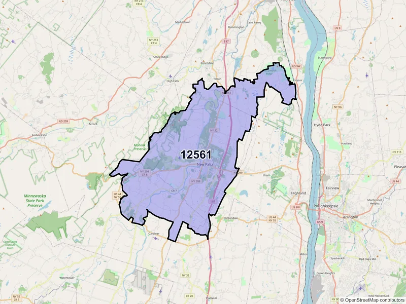 Map of ZIP Code 12561 — New Paltz, NY