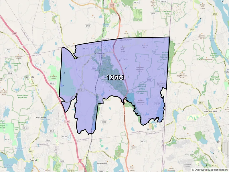 Map of Patterson, New York and ZIP codes
