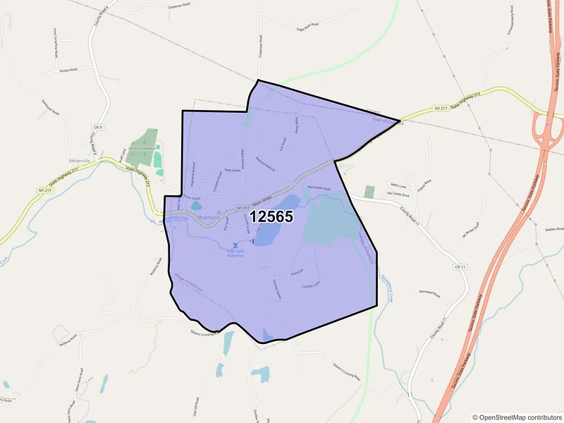 Map of ZIP Code 12565 — Philmont, NY