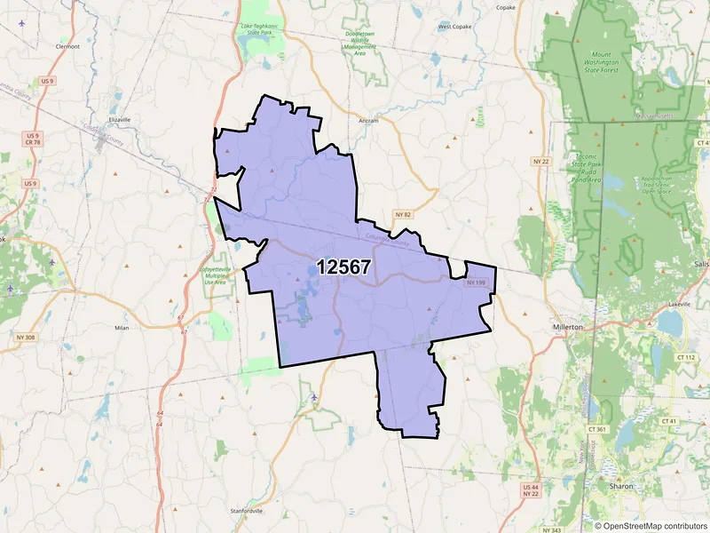 Map of ZIP Code 12567 — Pine Plains, NY