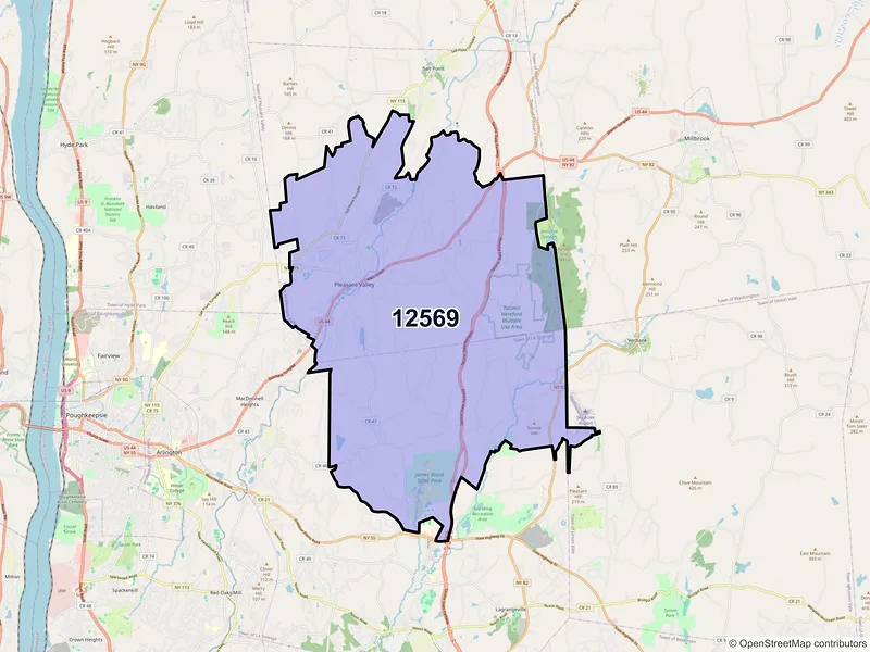 Map of ZIP Code 12569 — Pleasant Valley, NY