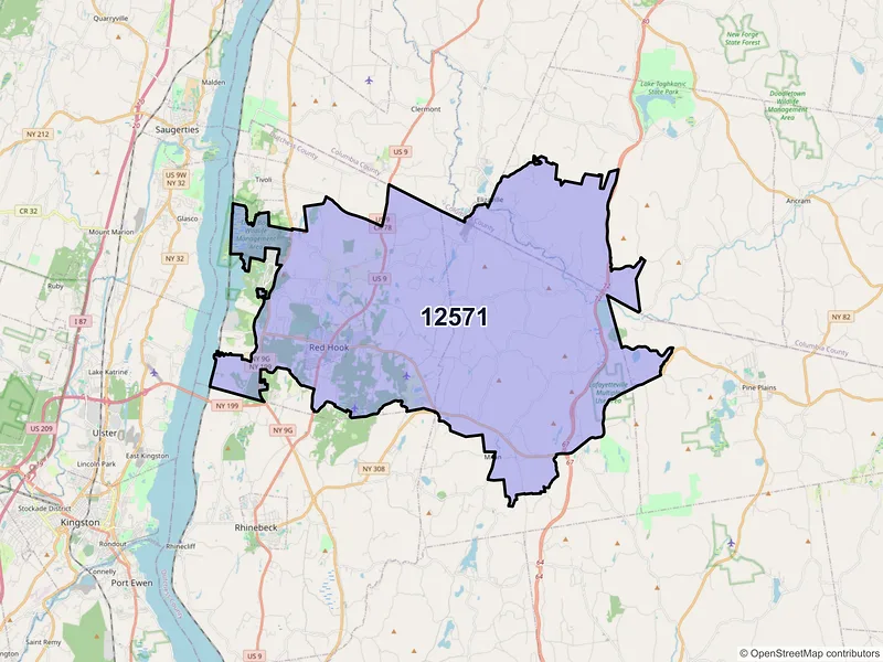 Map of ZIP Code 12571 — Red Hook, NY