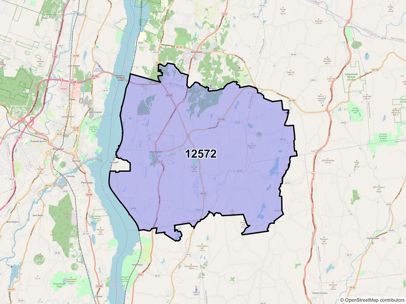 Map of ZIP Code 12572 — Rhinebeck, NY