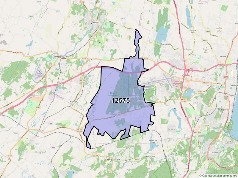 Map of ZIP Code 12575 — Rock Tavern, NY