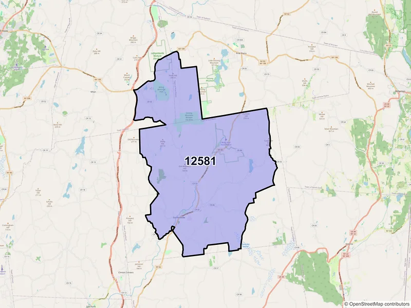 Map of Stanfordville, New York and ZIP codes