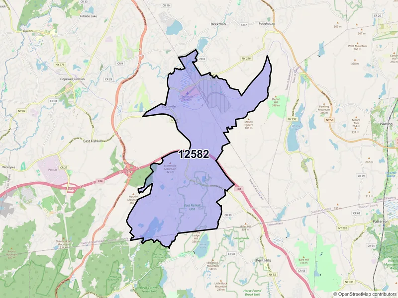 Map of ZIP Code 12582 — Stormville, NY