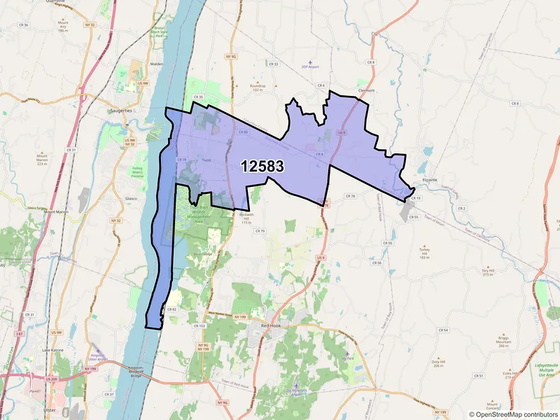 Map of ZIP Code 12583 — Tivoli, NY