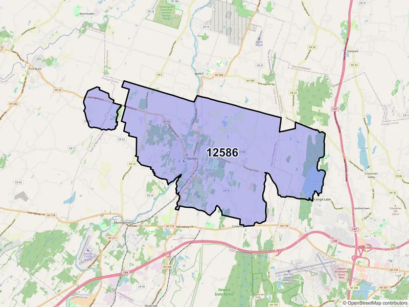 Map of Walden, New York and ZIP codes