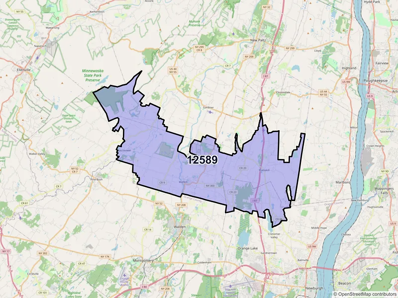 Map of ZIP Code 12589 — Wallkill, NY