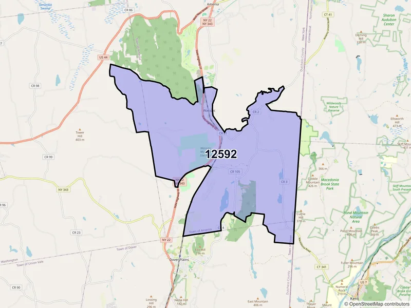 Map of ZIP Code 12592 — Wassaic, NY