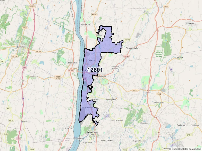 Map of ZIP Code 12601 — Poughkeepsie, NY