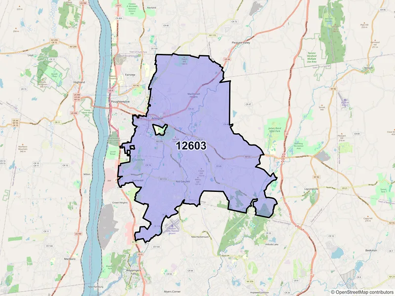 Map of ZIP Code 12603 — Poughkeepsie, NY