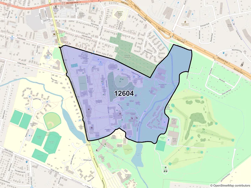 Map of ZIP Code 12604 — Poughkeepsie, NY