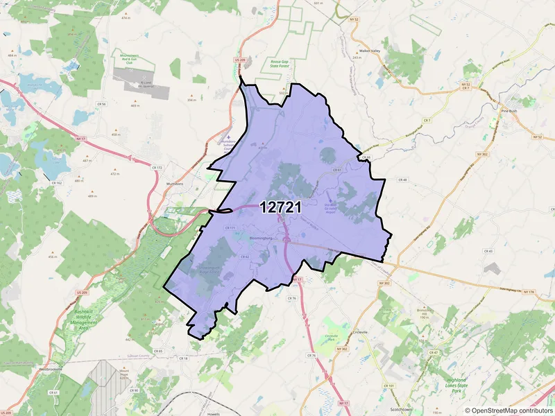 Map of ZIP Code 12721 — Bloomingburg, NY
