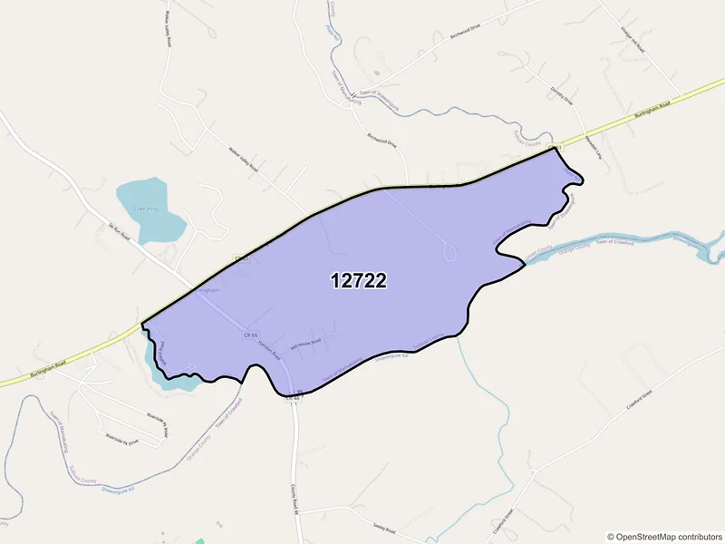 Map of Burlingham, New York and ZIP codes