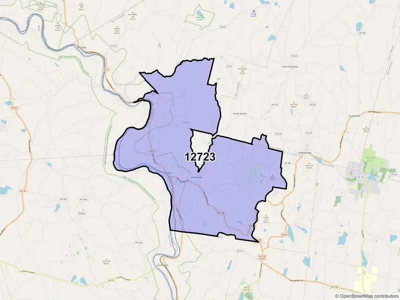 Map of Callicoon, New York and ZIP codes