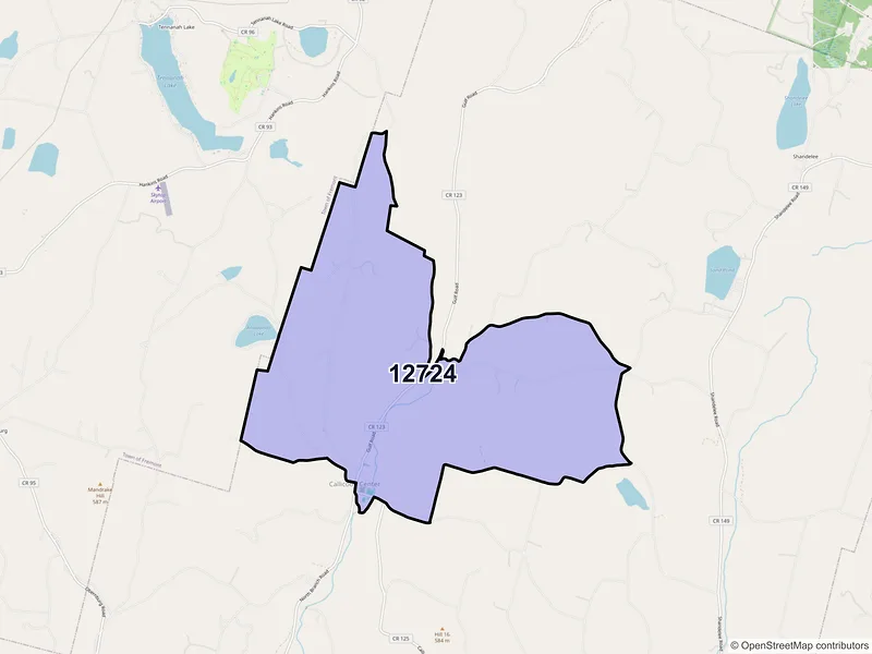 Map of Callicoon Center, New York and ZIP codes