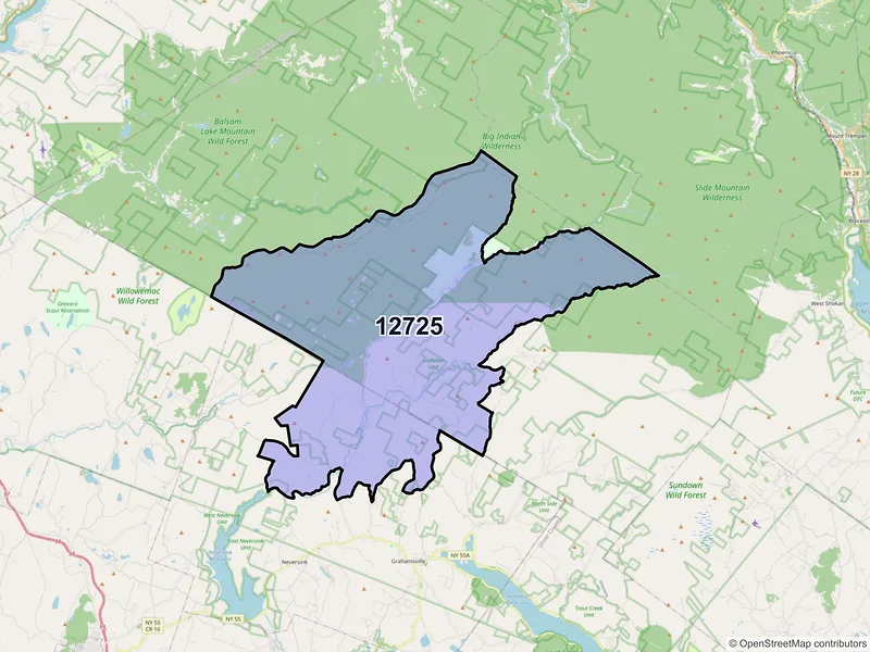 Map of ZIP Code 12725 — Claryville, NY