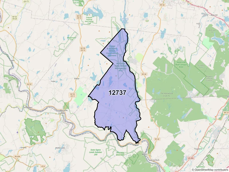 Map of ZIP Code 12737 — Glen Spey, NY