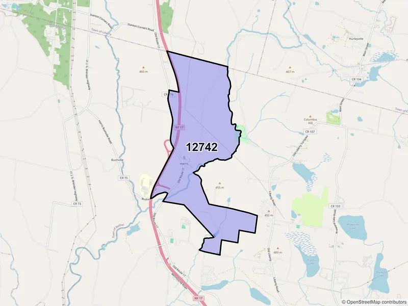 Map of ZIP Code 12742 — Harris, NY