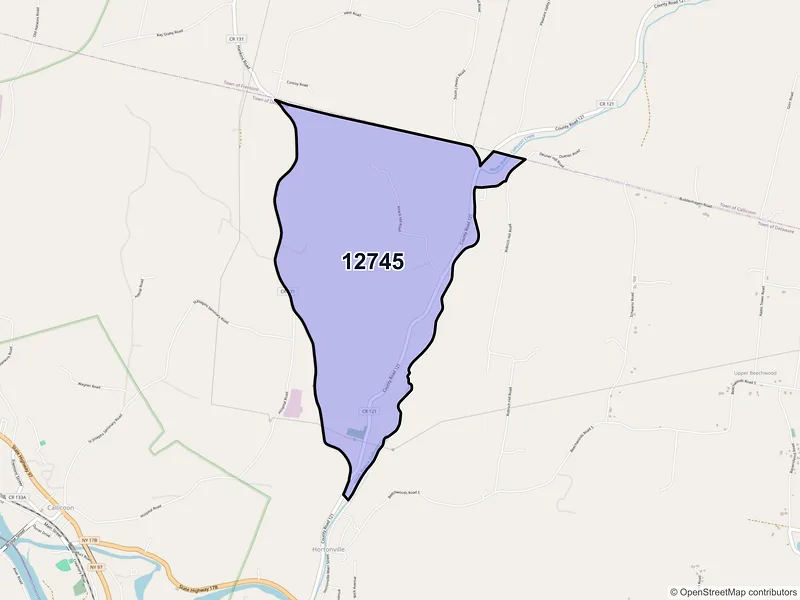 Map of ZIP Code 12745 — Hortonville, NY
