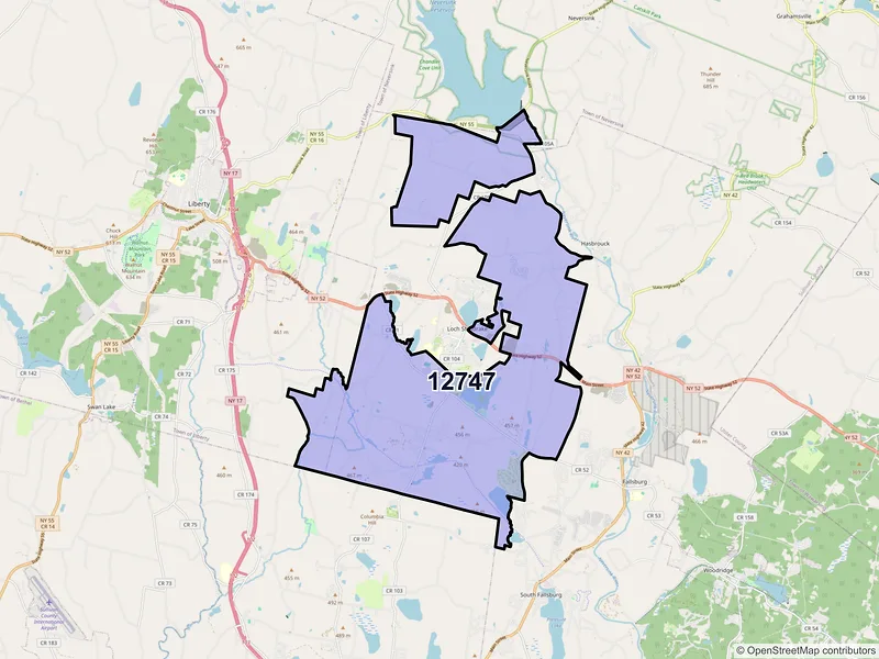 Map of ZIP Code 12747 — Hurleyville, NY