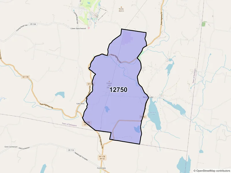 Map of ZIP Code 12750 — Kenoza Lake, NY