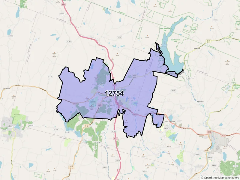 Map of ZIP Code 12754 — Liberty, NY