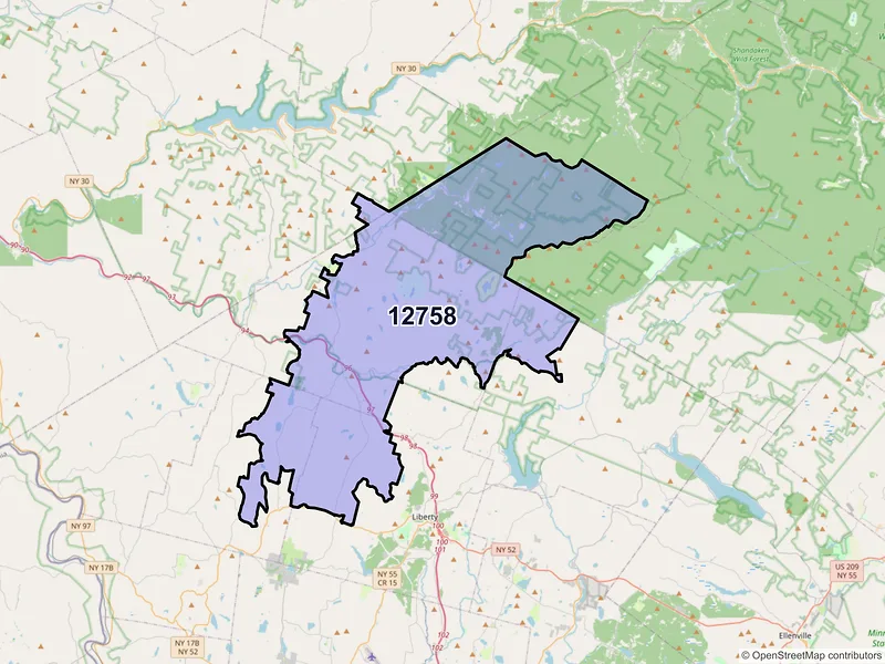 Map of ZIP Code 12758 — Livingston Manor, NY